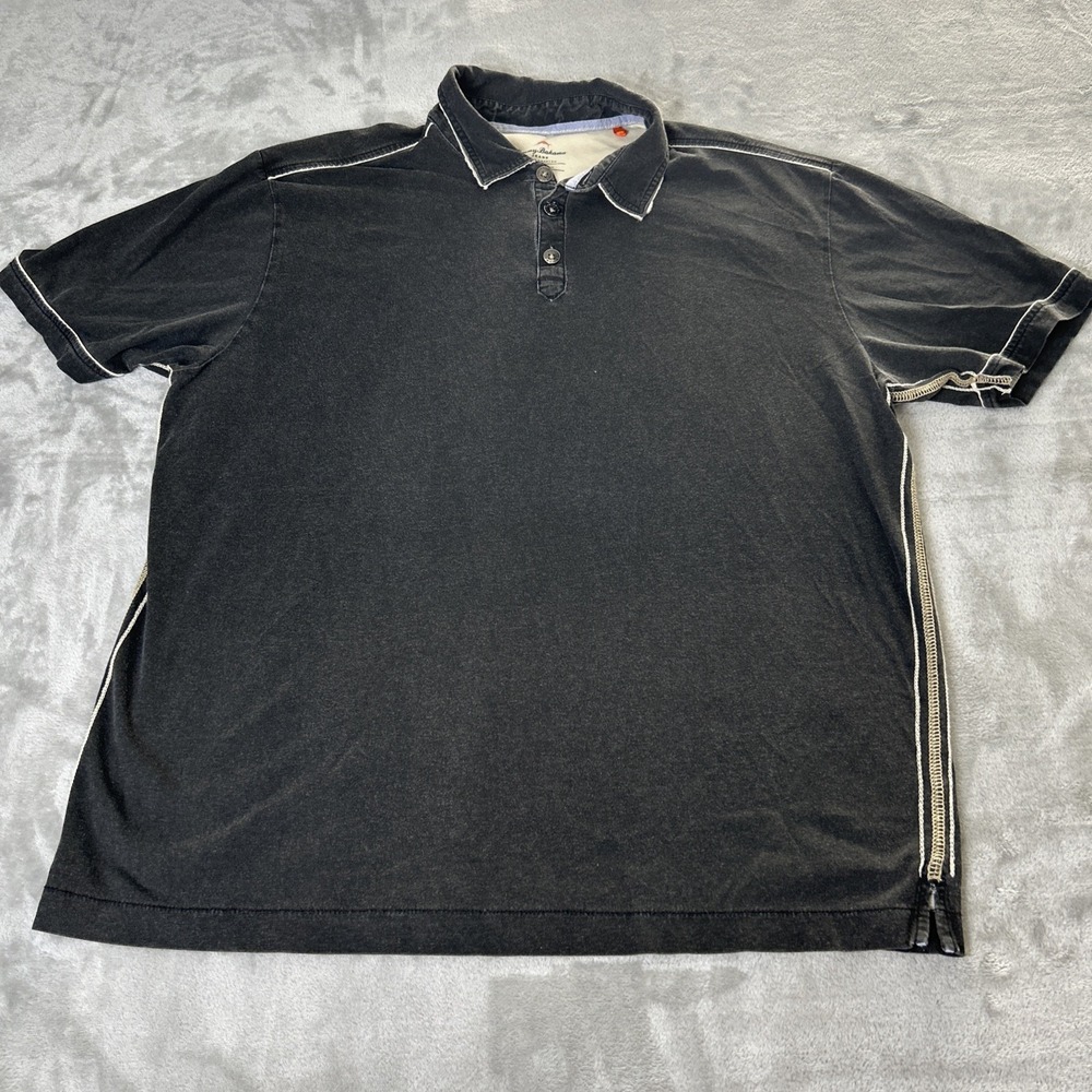 Tommy Bahama Jeans Polo Shirt Mens L Black 100% Pima Cotton Island Modern Fit